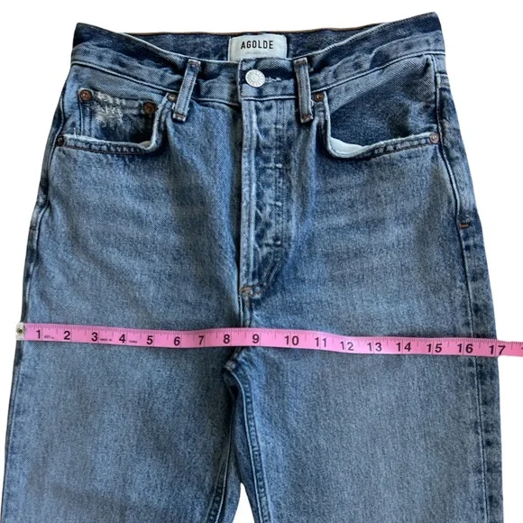 AGOLDE ✰ Riley Emulsion High Rise Waist Straight Leg Crop Destructed Hem 24